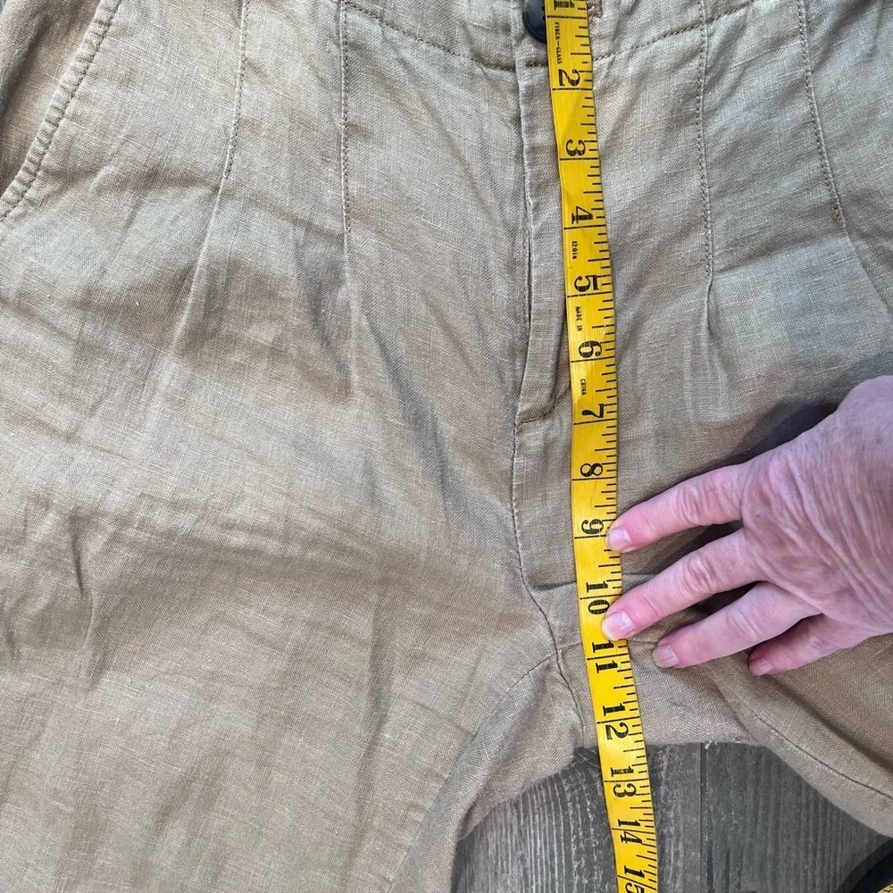Banana Republic Linen Wide Leg High Rise Trousers Tan Khaki Women‘s Pants Size 4